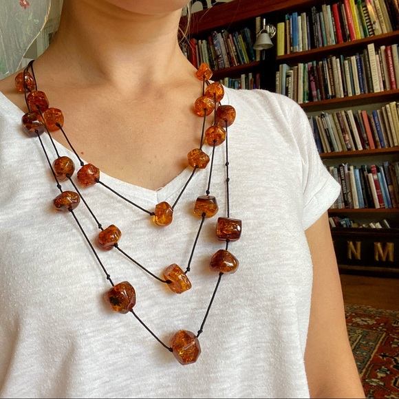 Chunky Amber Necklace - Picture 1 of 2